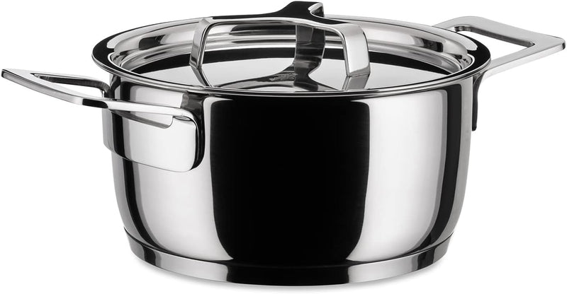 Alessi AJM101/16 POTS & Pans Flache Kasserolle, Edelstahl, Silber, 28 cm Silber 7 x 24.5 x 44.5 cm,