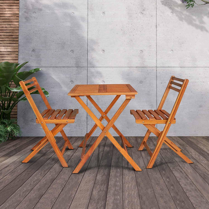 7H Seven House Set für Garten, Terrasse oder Balkon, 1 Tisch und 2 Stühle aus Akazienholz für 2 Pers