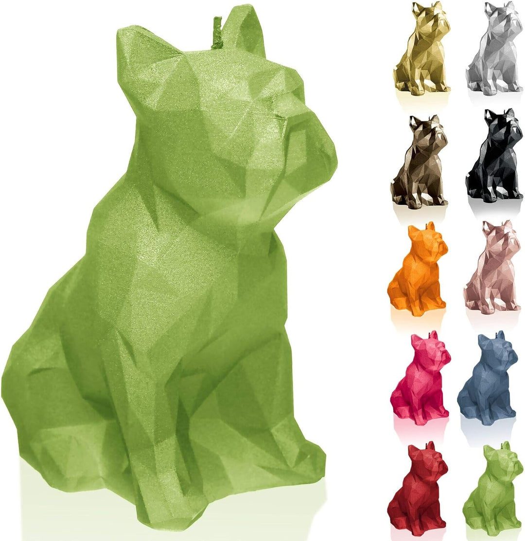 Candellana Kerze Bulldogge Low Poly | Höhe: 15 cm | Limette | Handgemacht in der EU 13 x 7,5 x 15 cm