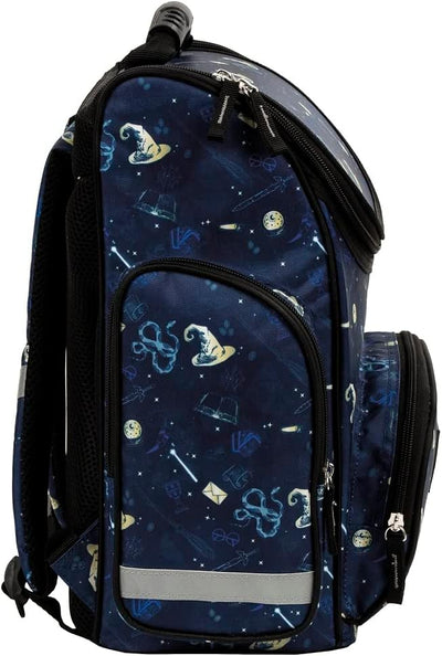 Mädchen Schulranzen-Set 4-TLG. Magic Ranzen 1. Klasse | Schul-Tasche Zauberstab Zauberhut | Blau | i