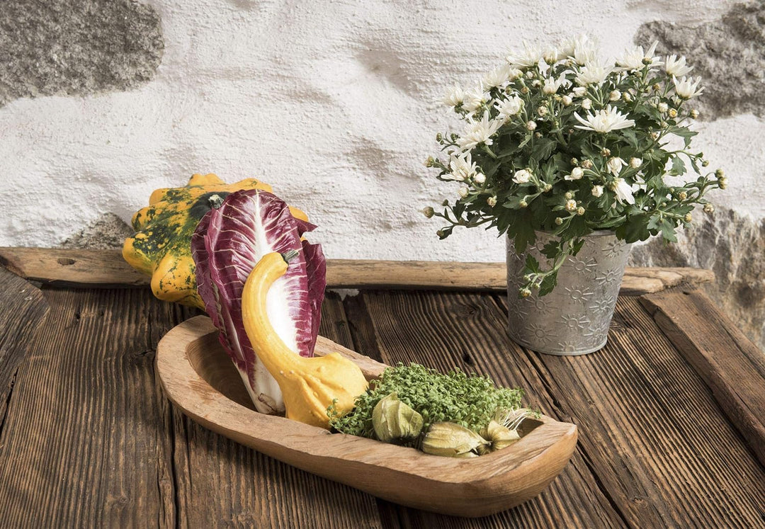 Windalf Lange Teakholzschale LIA 39 cm Obst & Antipasti Schale Längliche Brotschale Handarbeit aus W
