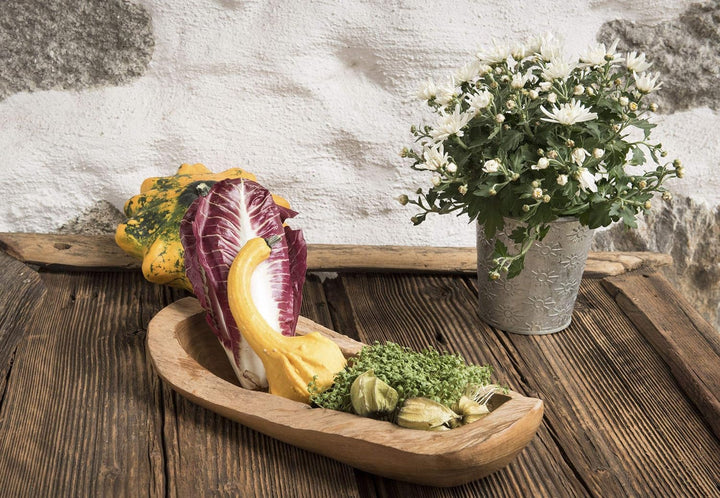 Windalf Lange Teakholzschale LIA 39 cm Obst & Antipasti Schale Längliche Brotschale Handarbeit aus W