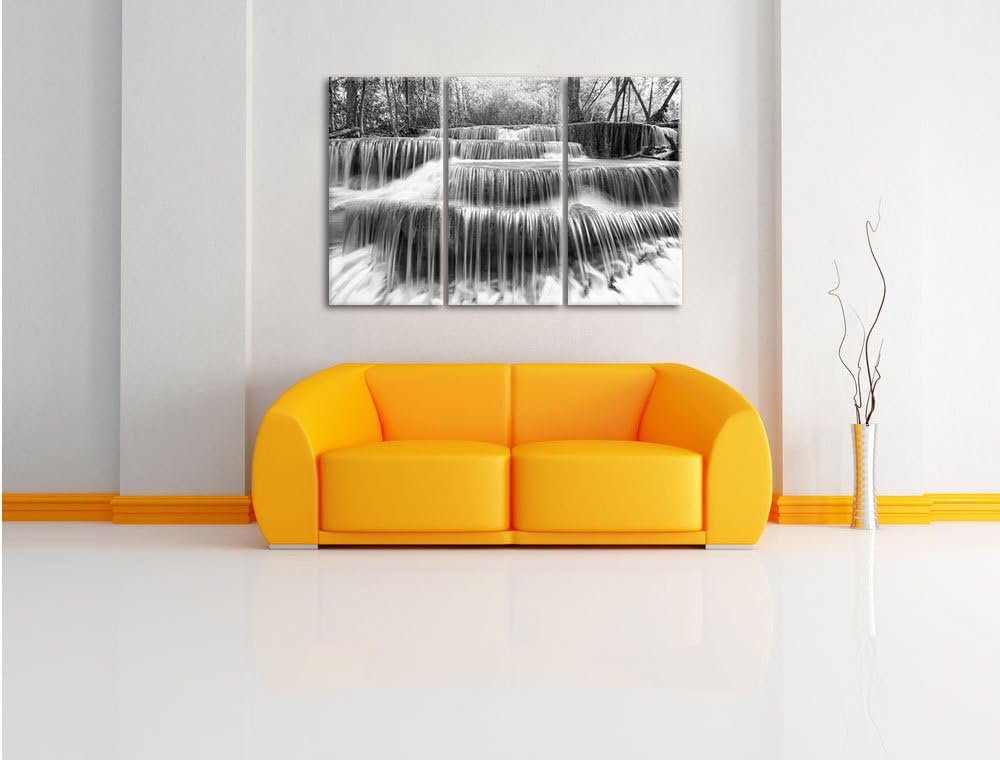 Pixxprint Wasserfall im Regenwald als Leinwandbild/Grösse: 3 Teilig (120x80) cm/Wandbild/Kunstdruck/