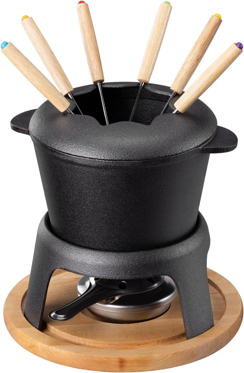 Navaris Gusseisernes Fondueset - Käsefondue Set für 6 Personen - Fondue Set für Käse Fleisch oder Sc