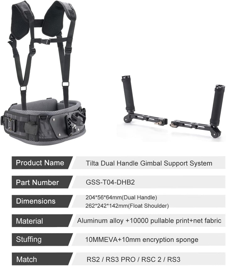 TILTA GSS-T04-DHB2-TK Quick Release Lightweight Dual Handle Gimbal Support System Shoulder Support D