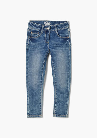 s.Oliver Mädchen Slim: Denim im Used-Look 110 Blau, 110 Blau