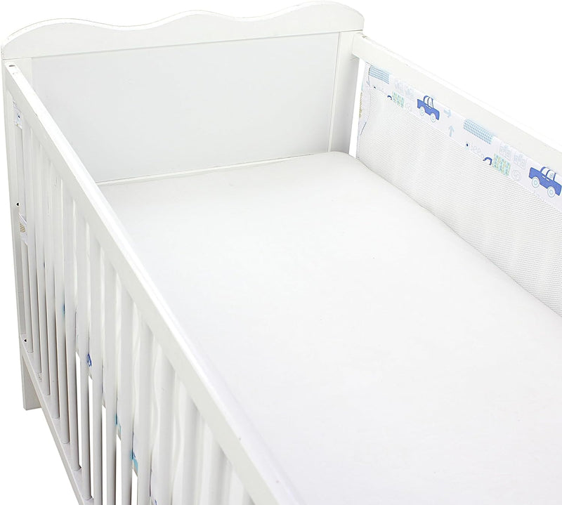 TupTam Gitterstäbe Schutz Netz Babybett Nestchen 3D Mesh 2 Pack, Farbe: Autos Blau, Grösse: ca. 128