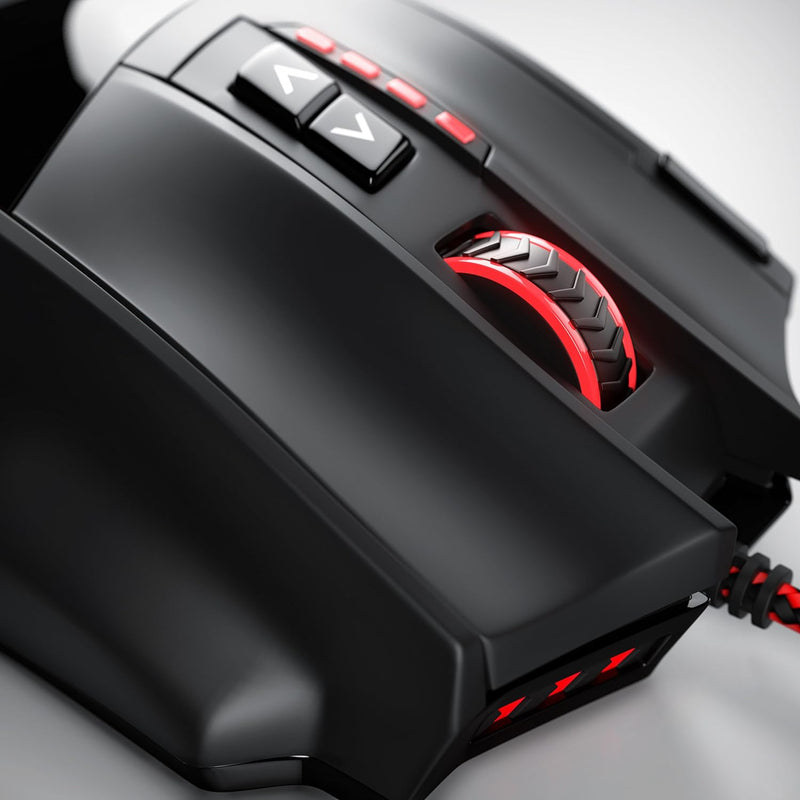 Titanwolf - 16400 DPI USB Laser Gaming Mouse - 18 Tasten - 16400 DPI - konfigurierbare LED-Farb-Bele