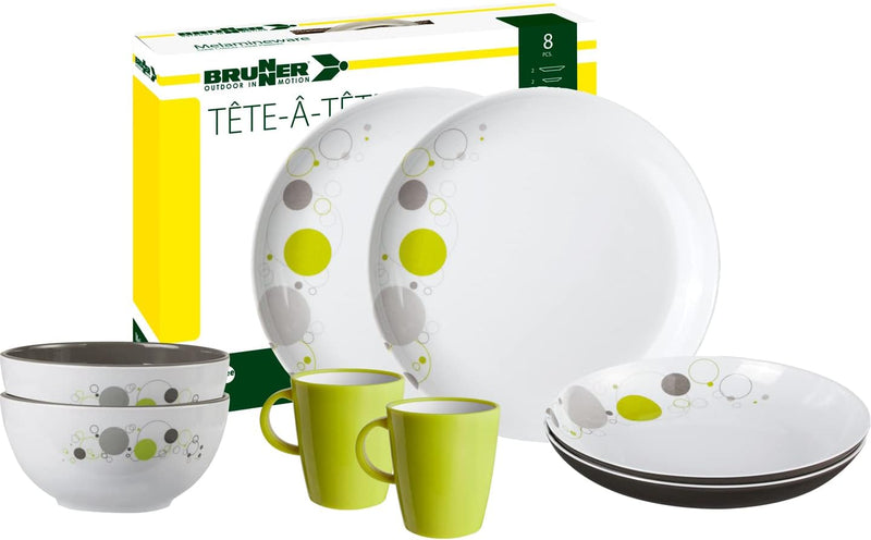 Brunner 0830143N.C7B Campinggeschirr Set für 2 Personen, Tête-À-Tête Space, 8-teilig