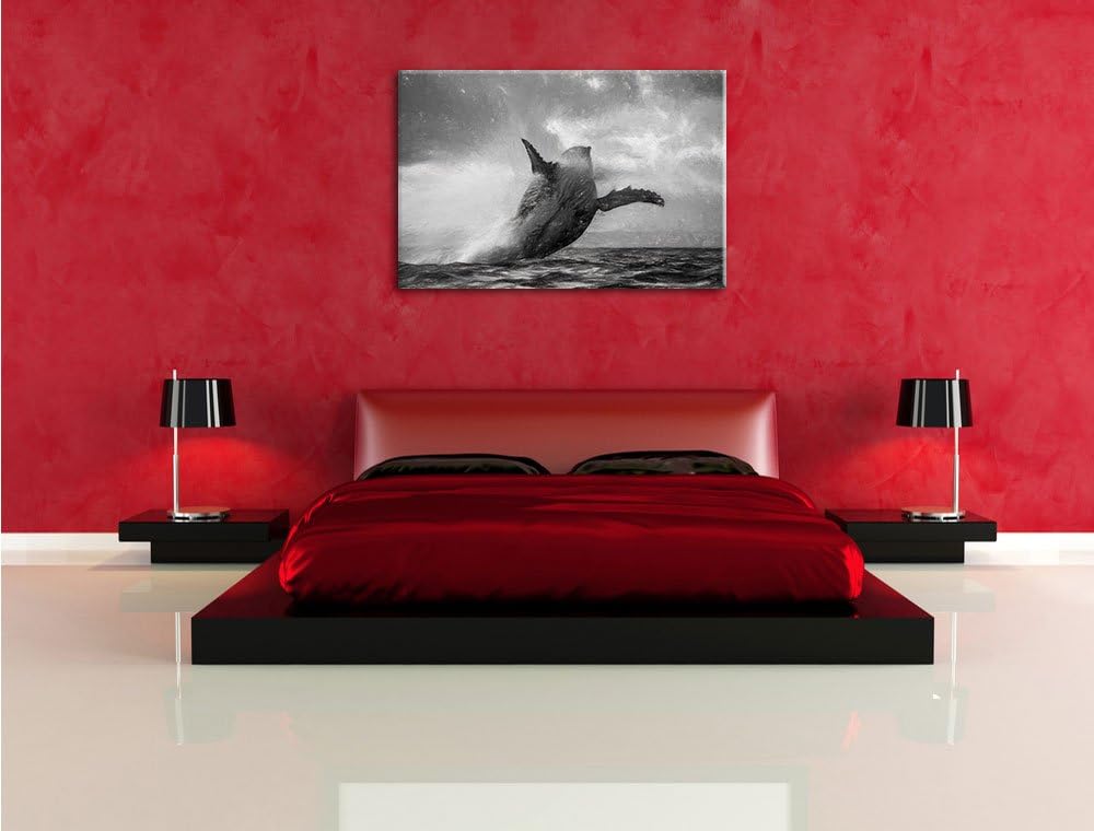 Pixxprint Buckelwale Kanada / 100x70cm Leinwandbild bespannt auf Holzrahmen/Wandbild Kunstdruck Deko