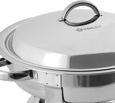 Mahlzeit Edelstahl Chafing Dish rund 4,5 Liter | Speisenwärmer Wärmebehälter Bain Marie Rechaud Warm