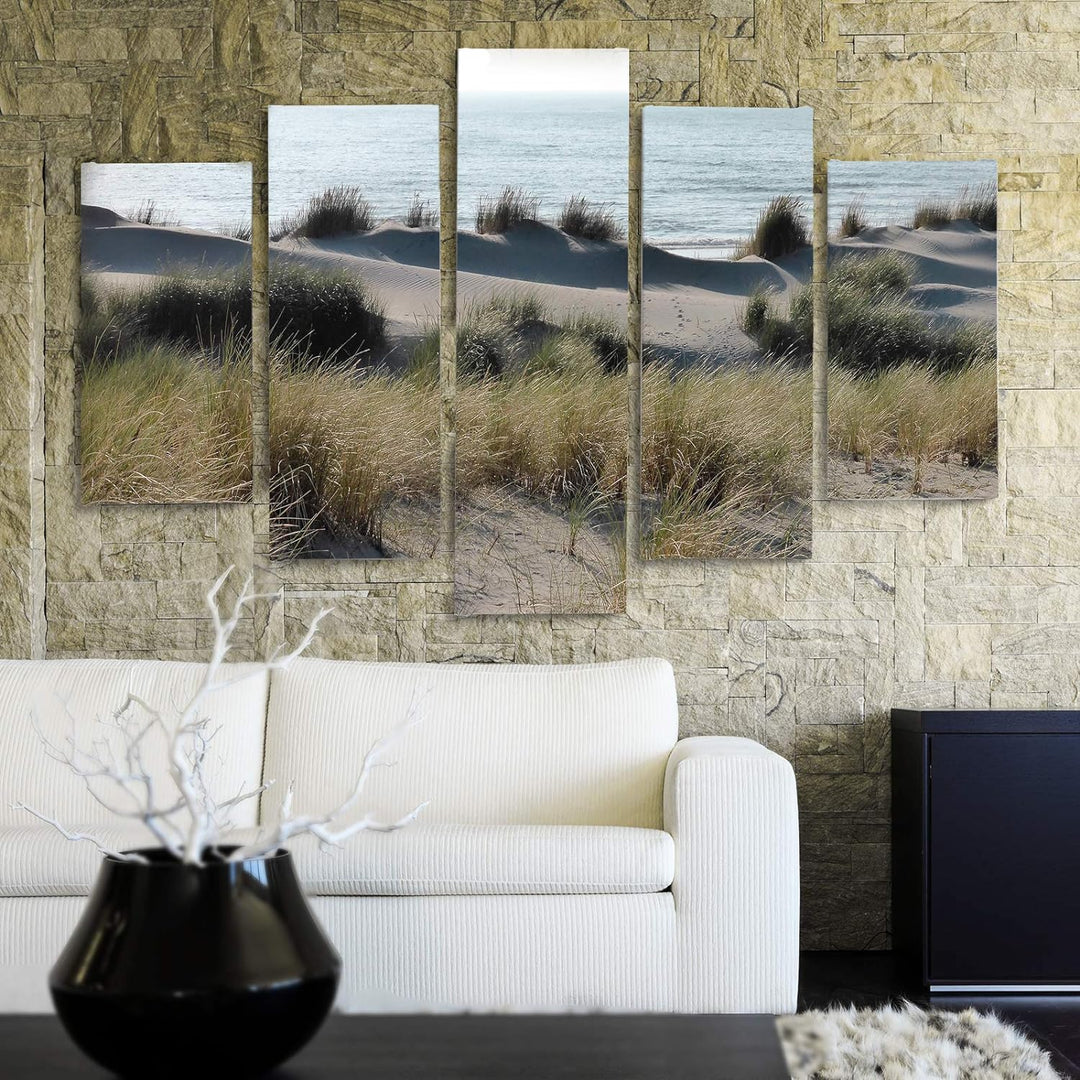 Bilder 5 Teilig Dünen Deco Panel Kunst Strand See Landschaft bunt 100x70 cm Deco panel 100x70 cm E,