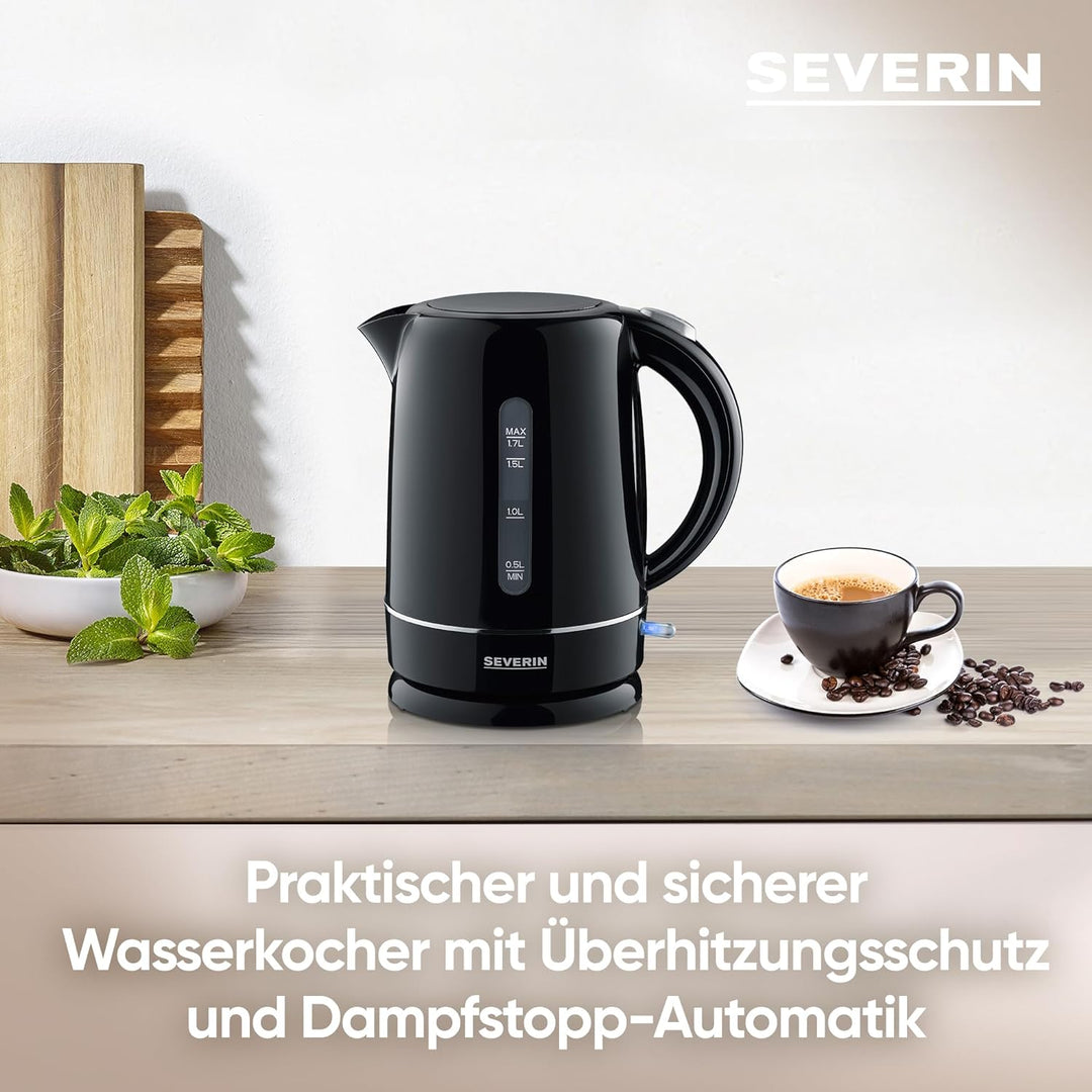 SEVERIN Wasserkocher 1,7 l, leistungsstarker und kompakter Wasserkocher in hochwertigem Design, elek