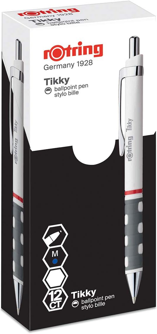 rOtring Tikky-Kugelschreiber | blaue Tinte | mittlere Spitze (1,0 mm) | weisserSchaft | federleicht