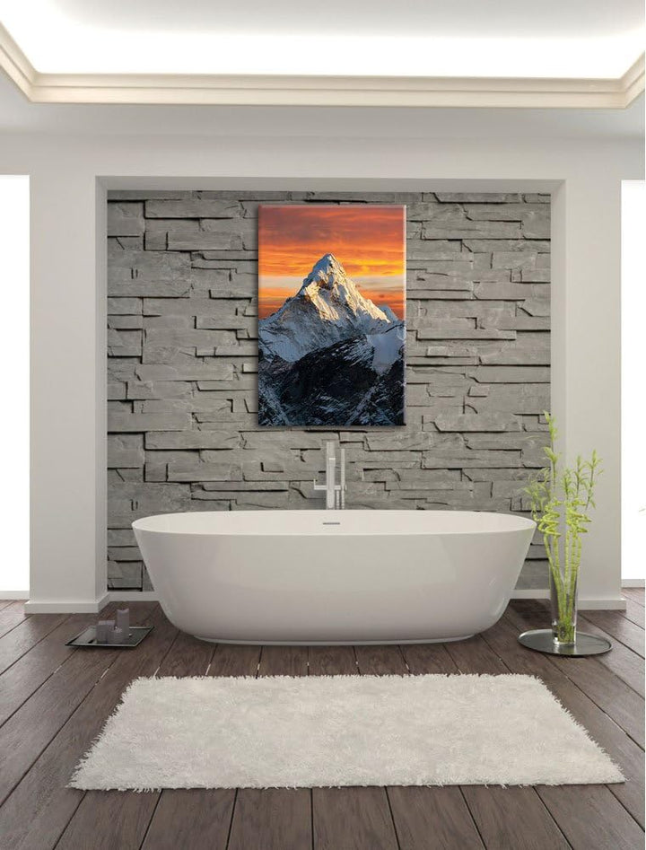 Berge in der Sonne, Format: 100x70 auf Leinwand, XXL riesige Bilder fertig gerahmt mit Keilrahmen, K