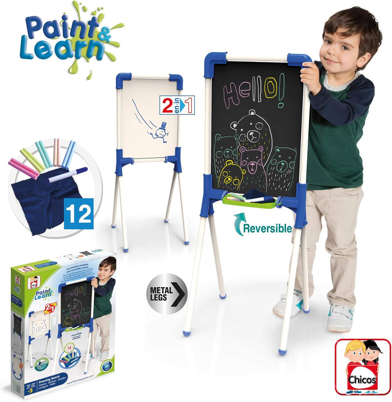 Chicos - Junior Blackboard | 2 in 1 Reversible Whiteboard für Marker und Kreide, Inklusive Marker, K