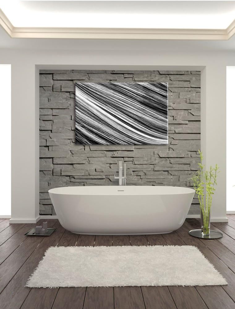 Monocrome, Bunte Streifen, Format: 100x70 auf Leinwand, XXL riesige Bilder fertig gerahmt mit Keilra