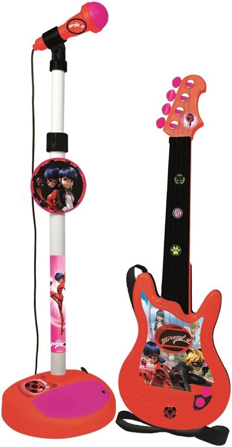 Reig 2675 Miraculous: Tales of Ladybug & Cat Noir Gitarre mit Standmikrofon und Verstärker, rot, M