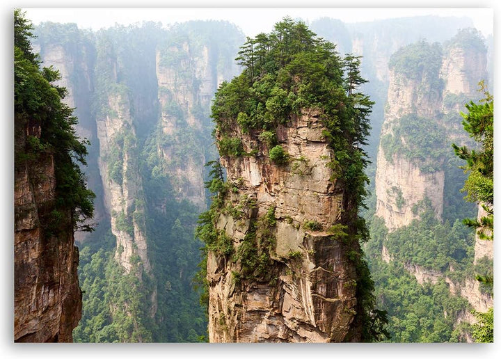 Wandbild Berge Modern Deko Kunst Bilder für Schlafzimmer Grün 90x60 cm