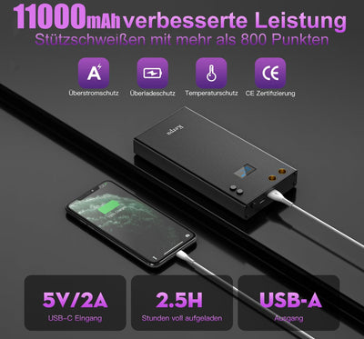 Akku-Punktschweissgerät, Kerpu Mini-Punktschweissgerät mit LCD-Bildschirm, 7500mAh Batterie 70-Gänge