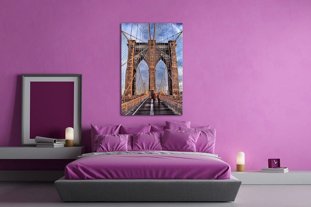 deyoli gigantische Brooklyn Bridge im Format: 80x60 als Leinwandbild, Motiv fertig gerahmt auf Echth
