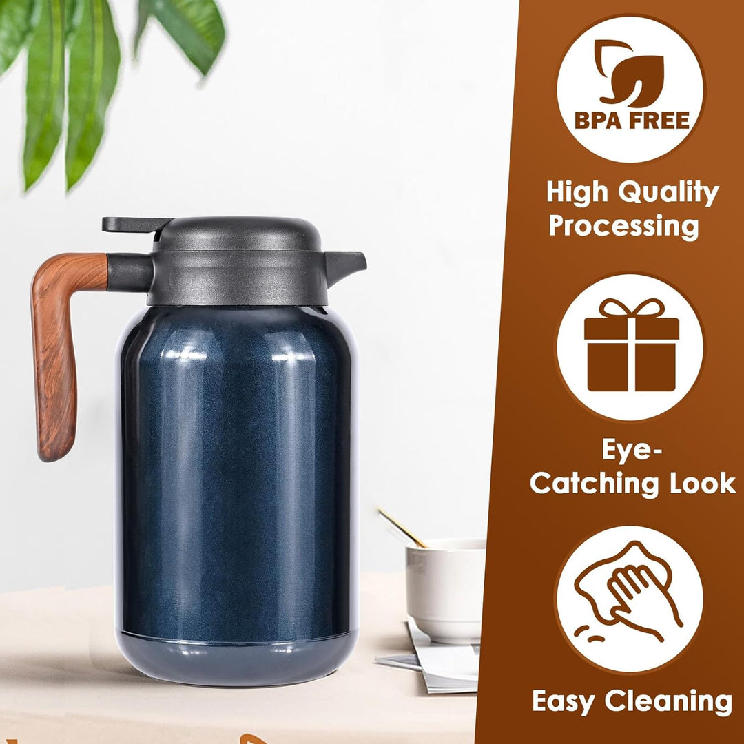 Dreamhigh® Thermoskanne 2L mit Teesieb, Isolierkanne mit Temperaturanzeige, gut abgedichtet Kaffeeka
