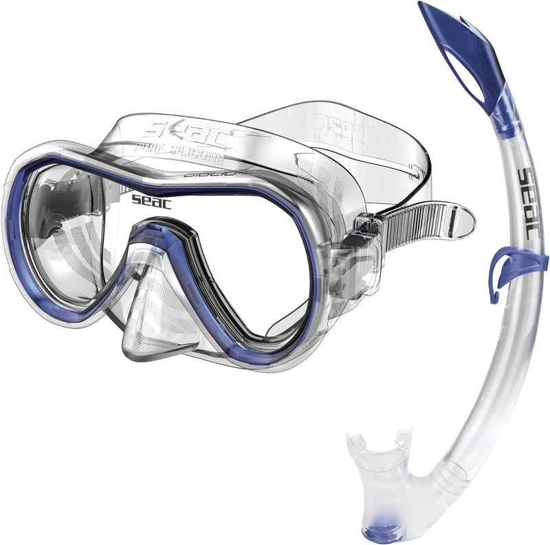 Seac Unisex Jugend Set Giglio MD Valve Schnorchelset mit Maske und Schnorchel mit Wasserausblasventi