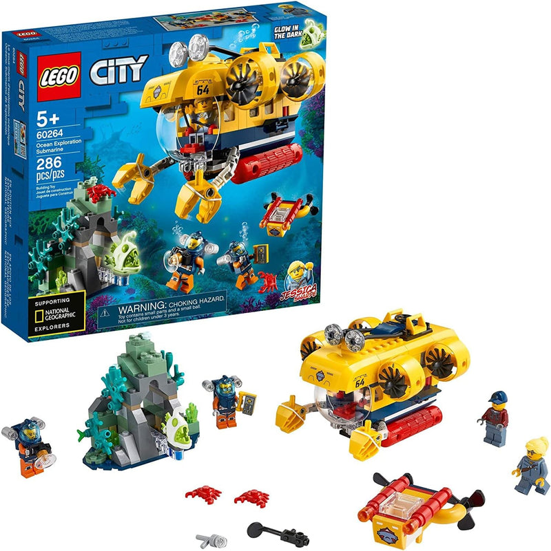 LEGO 60264 City Ocean Exploration Submarine mit U-Boot, Korallenriff, Unterwasserdrohne, im Dunkeln