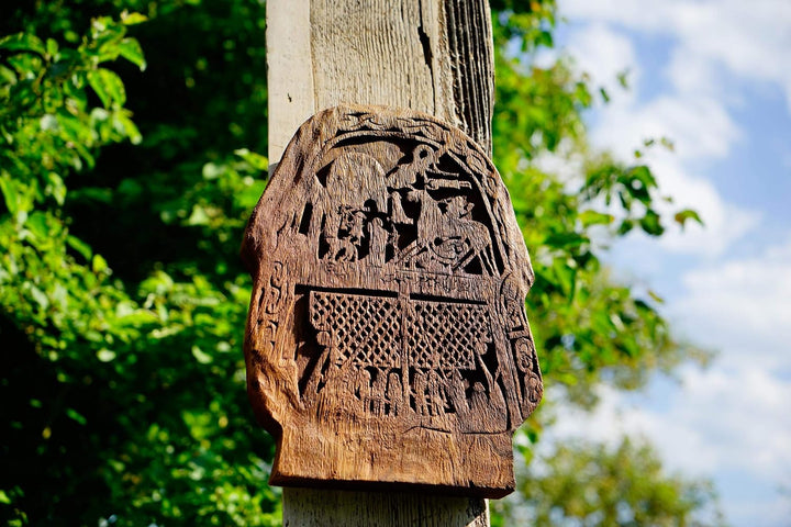 Windalf Wikinger Holzrelief Odin AUF Sleipnir 33 cm Vikings Bildstein Nordische Mythologie Tjängvide