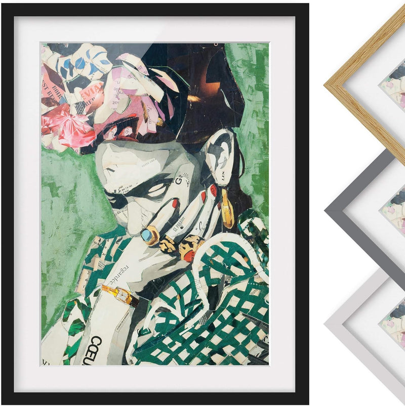 Bild mit Rahmen - Frida Kahlo - Collage No.3 - Rahmenfarbe Schwarz, 100 x 70 cm 100cm x 70cm Schwarz