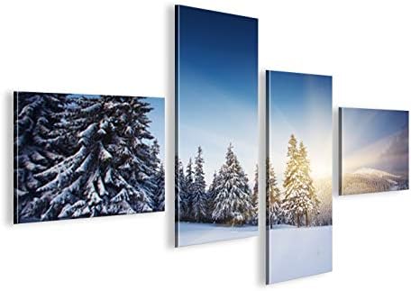 islandburner Bild Bilder auf Leinwand Winterlandschaft Alpen Berge Schnee 4L XXL Poster Leinwandbild