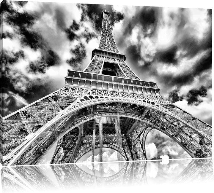 Monocrome, Prächtiger Eifelturm in Paris, Format: 100x70 auf Leinwand, 100x70