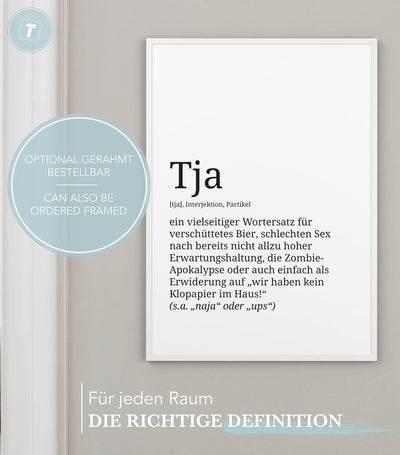 Papierschmiede® Definition: Tja, DIN A1 (59x84 cm), XXL Poster für Wohnzimmer, Schlafzimmer, Küche,