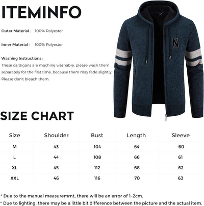 GLESTORE Herren Strickjacke Slim Fit Cardigan Jacke Sweatjacke Langarm Hoodie Fleecejacke mit Reissv