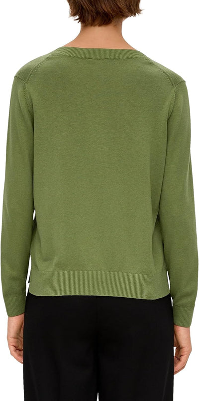 s.Oliver Damen Pullover V-Neck 34 Grün, 34 Grün