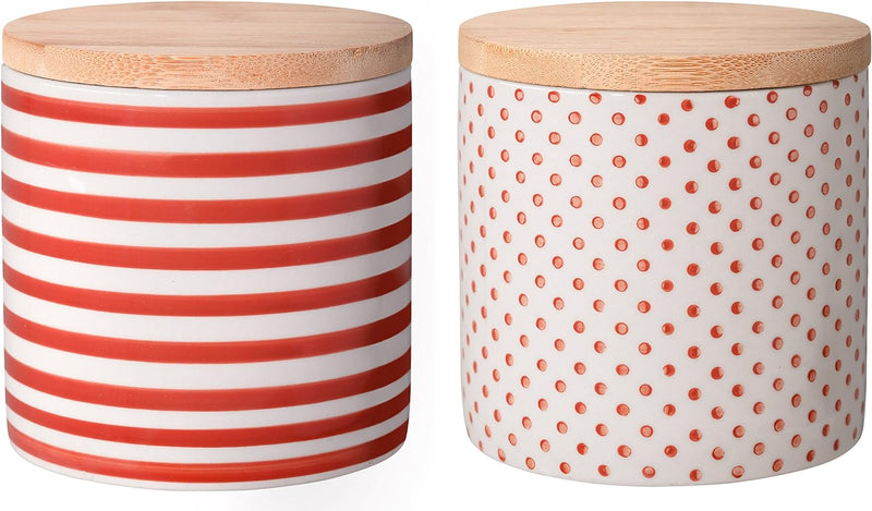 Bloomingville Dosen Isabella Aufbewahrung Behälter Topf Pott luftdicht Ø 10 x H 10 cm, rot, Keramik,