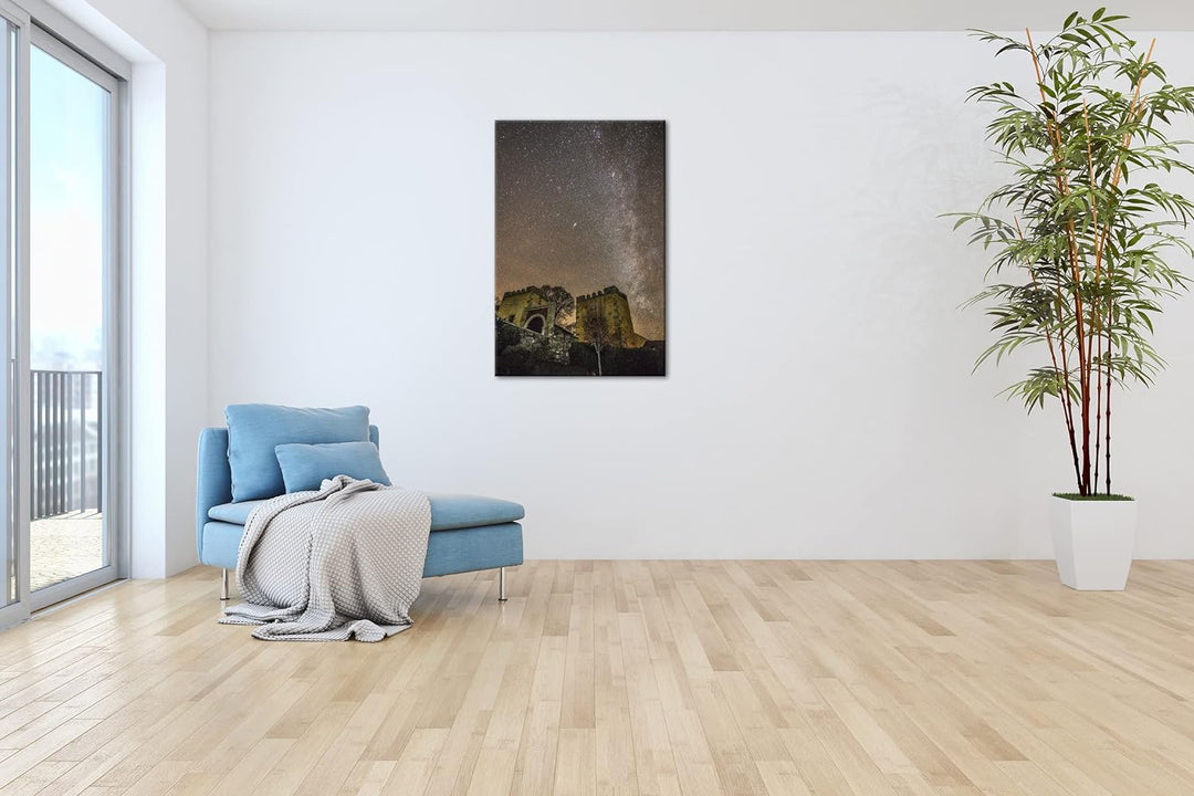 deyoli alter Burgruine unter den Sternen Format: 80x60 als Leinwand, Motiv fertig gerahmt auf Echtho