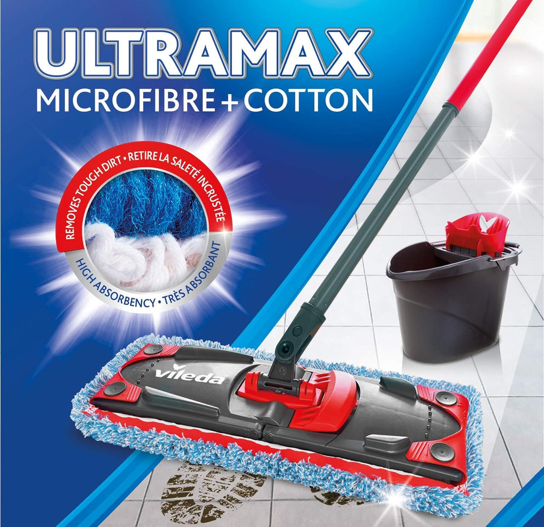 Vileda UltraMax Mikrofaser und Baumwolle, komplettes Mopp- und Eimer-Set Mikro/Baumwolle Einzigartig