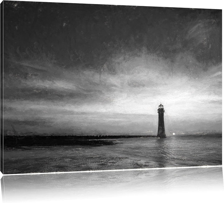 Pixxprint Leuchtturm im Sonnenuntergang als Leinwandbild/Grösse: 100x70 cm/Wandbild/Kunstdruck/ferti