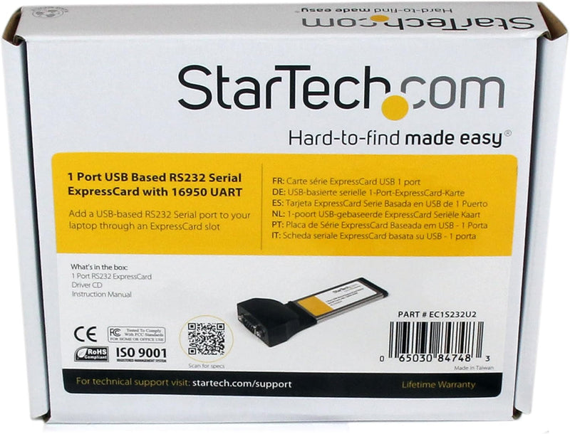 StarTech.com Serielle RS232 / DB9 Laptop ExpressCard Schnittstellenkarte mit 16950 UART