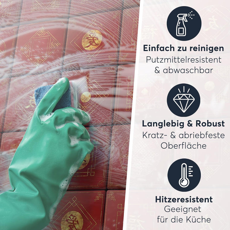 Fliesenfolie I Fliesen-Aufkleber für Küche u. Badfliesen I Fliesenspiegel und Küchenrückwand verschö