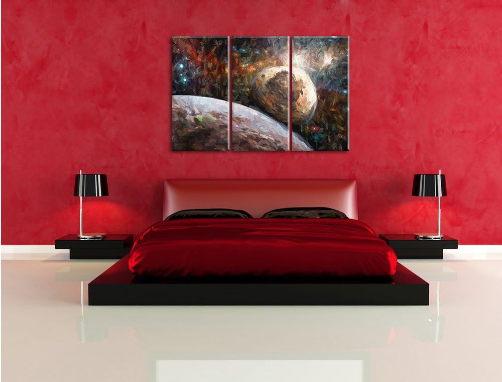 Pixxprint Alien Planeten im Weltall als Leinwandbild/Grösse: 3 Teilig (120x80 cm) cm/Wandbild/Kunstd