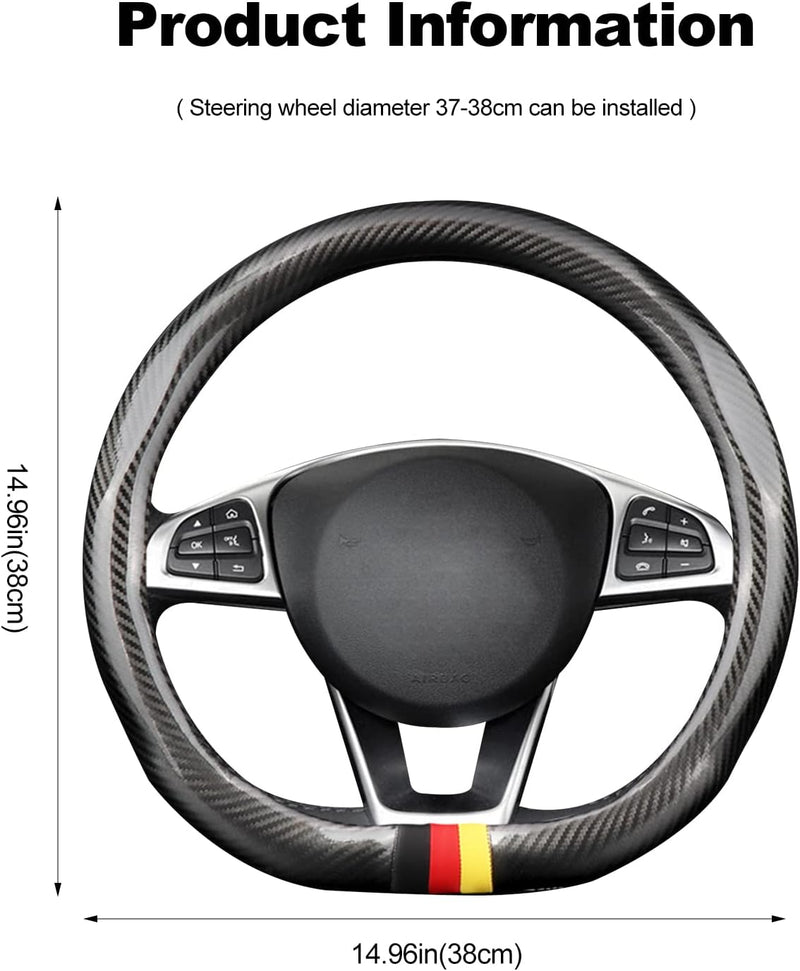 Ergocar D-Form Auto Lenkradhülle, Universal Oberste Schicht Rindsleder und Kohlefaser Lenkradbezug,