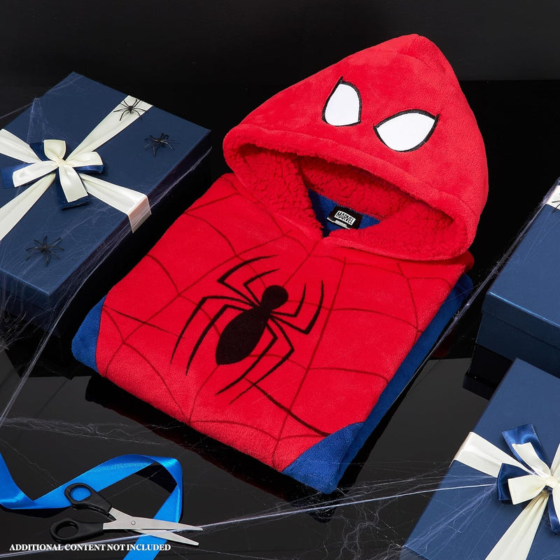 Marvel Spiderman Hoodie Decke Kinder Jungen Übergrösse Kuscheldecke mit Ärmeln, Warm Fleece Kapuzenp