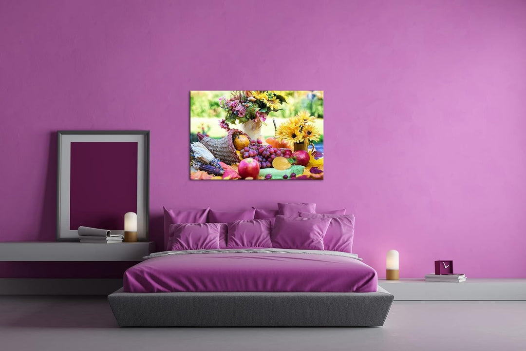 deyoli grosszügiges Füllhorn Format: 100x70 als Leinwand, Motiv fertig gerahmt auf Echtholzrahmen, H