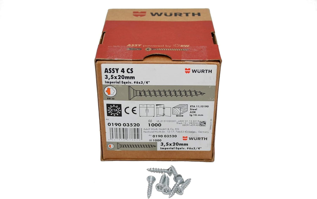 ASSY 4 CS Stahl verzinkt Vollgewinde Senkkopf RW, SHR-SEKPF-HO-RW20-(A2K)-3,5X20/16