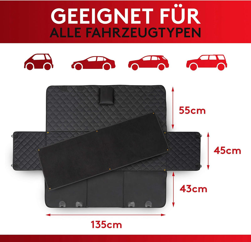 WhizProducts® Hundedecke für Auto Rückbank (mit Zusatz-Decke, Tasche & Sicherheitsgurt) – Wasserabwe