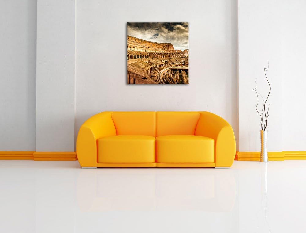 Colloseum in Rom von innen, Format: 70x70 auf Leinwand, XXL riesige Bilder fertig gerahmt mit Keilra