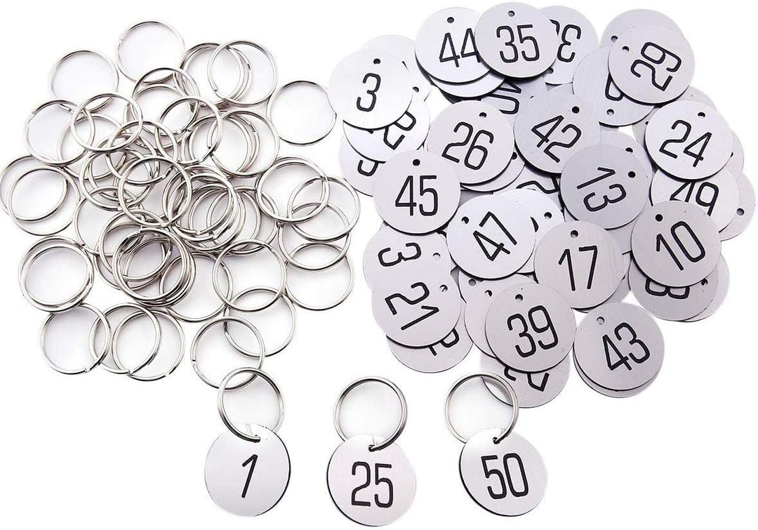 Sourcemall Kunststoff-ID-Nummernschilder mit Schlüsselringen (weiss, 1-100) 1-100 weiss, 1-100 weiss
