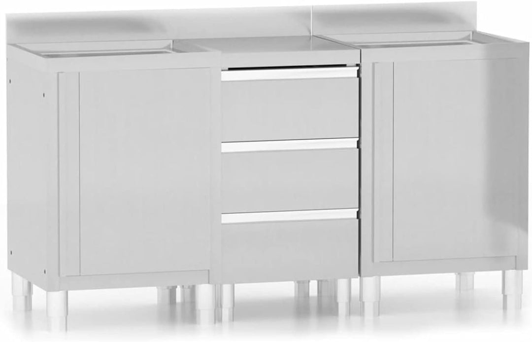 Tidyard 3 STK. Gastro Küchenschrank mit 3 Schubladen Arbeitsschrank Edelstahlschrank Gastroschrank E